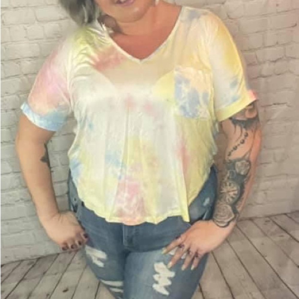 Rainbow pastel tie dye midi pocket crop top